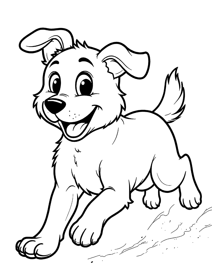 Running dog coloring page